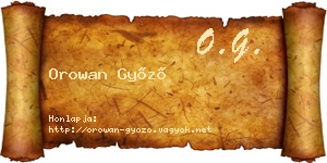 Orowan Győző névjegykártya